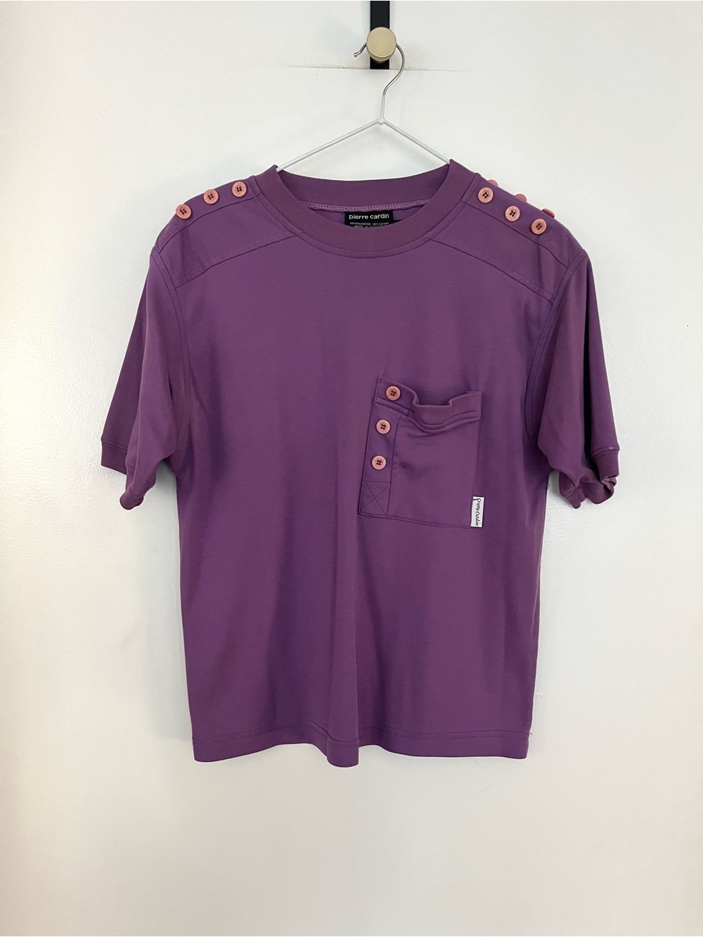 Pierre Cardin lilac purple button detail top with breast pocket size L